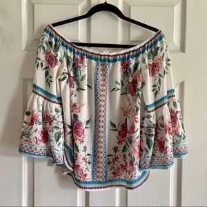 Off Shoulder Floral Crop Top (M)